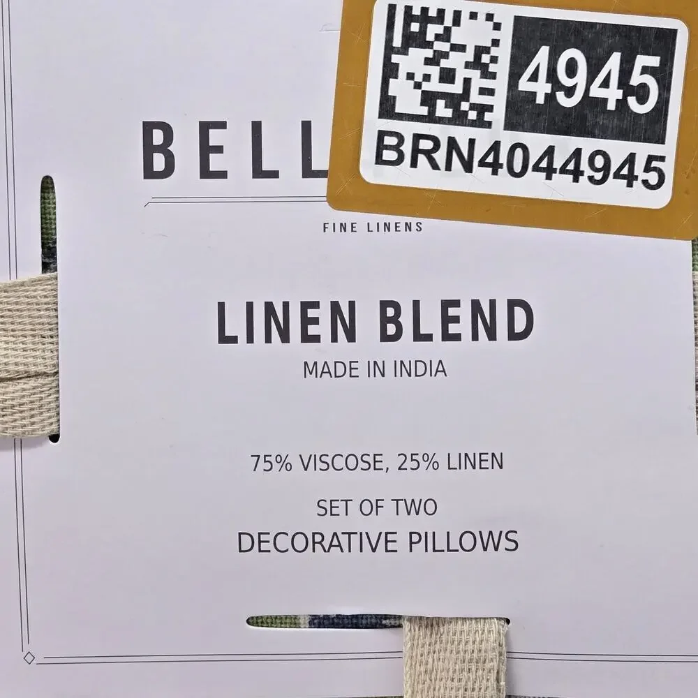 Linen Blend 2pc Pillow Set Floral Leaf 20x20